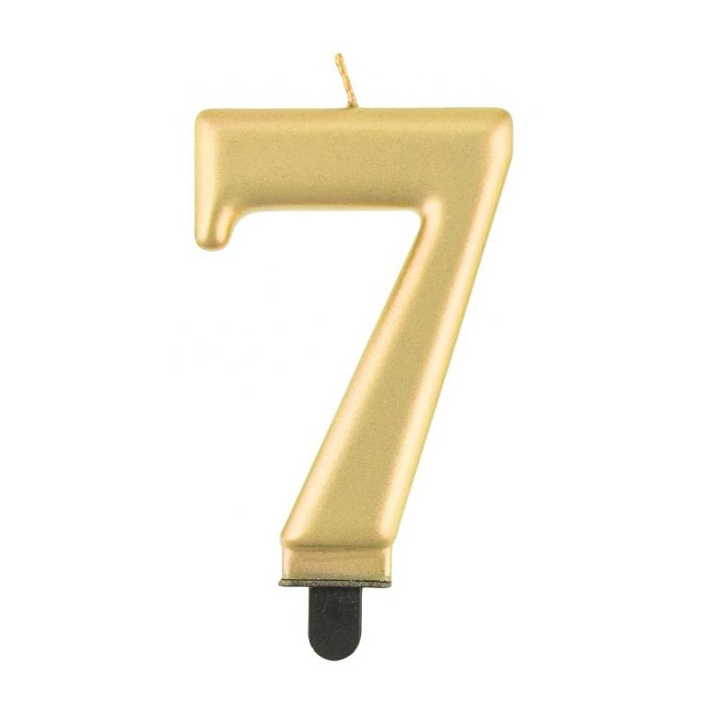 Number Metallic Gold number 7 candle, cake candle