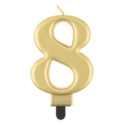 Number Metallic Gold Number 8 Candle, Cake Candle