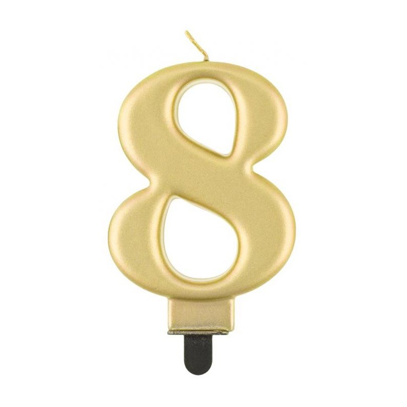 Number Metallic Gold Number 8 Candle, Cake Candle