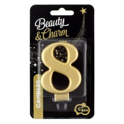 Number Metallic Gold Number 8 Candle, Cake Candle