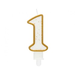 Number Gold Gold Glitter Number 1 Candle, Cake Candle