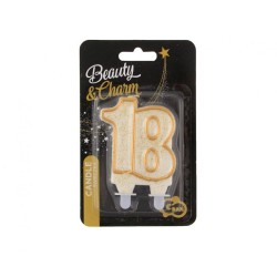 Colour Gold Gold glitter number candle 18, cake candle