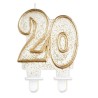 Colour Gold Gold glitter number 20 birthday candle