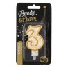 Number Gold Gold Glitter Number 3 Candle, Cake Candle