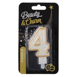 Number Gold Gold glitter number candle 4, cake candle