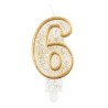 Number Gold Gold glitter number 6 candle, cake candle