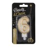 Number Gold Gold glitter number 6 candle, cake candle