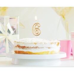 Number Gold Gold glitter number 6 candle, cake candle