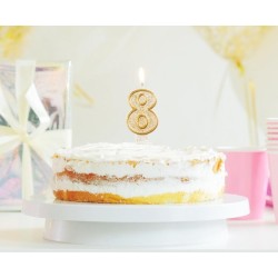 Number Gold Gold Glitter 8 Number Candle, Cake Candle