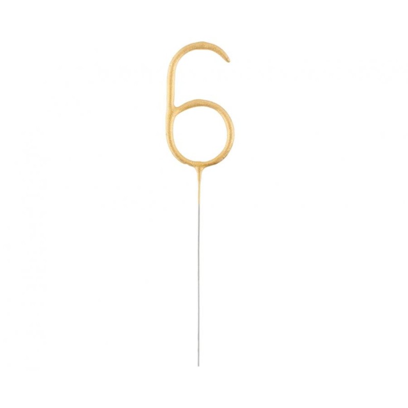 Number Gold Gold Number 6 Sparkler 17 cm