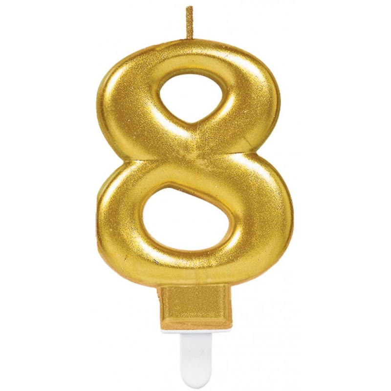 Number Gold, Gold number candle 8 for cakes