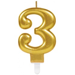 Number Gold, Number Candle 3 Cake Candle