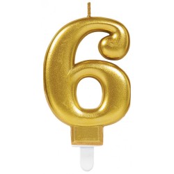 Number Gold, Gold numeral candle number 6 cake candle