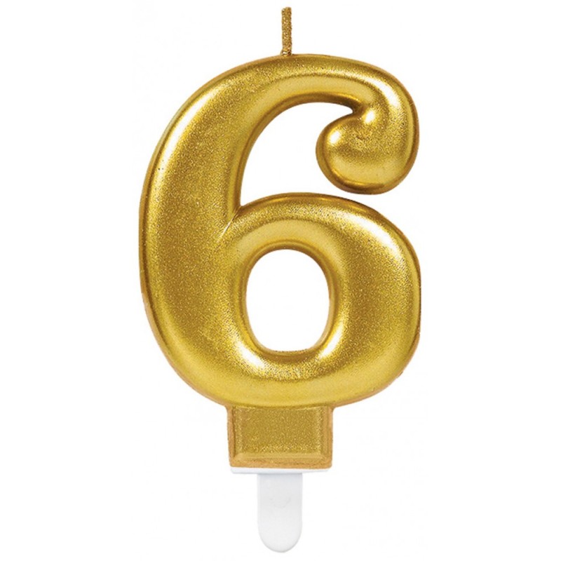 Number Gold, Gold numeral candle number 6 cake candle