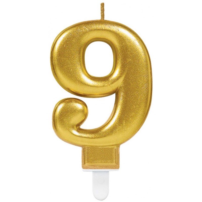 Number Gold, Gold number candle 9 cake candle