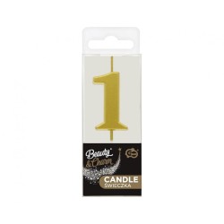 Number Gold Metallic, Gold number candle, cake candle number 1