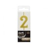 Number Gold Metallic, Gold number candle, birthday candle number 2