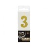 Number Gold Metallic, Gold number candle, cake candle No. 3