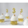 Number Gold Metallic, Gold number candle, cake candle No. 3