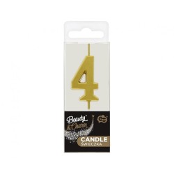 Number Gold Metallic, Gold number candle, cake candle number 4