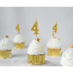 Number Gold Metallic, Gold number candle, cake candle number 4