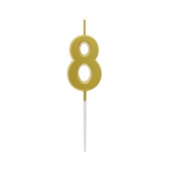 Number Gold Metallic, number candle, cake candle 8