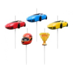 Bougie à gâteau de course automobile, lot de 5 bougies