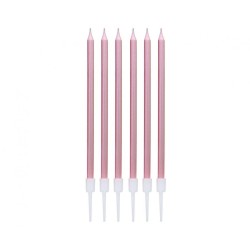 Bougie à gâteau couleur or rose métallisé B&C, lot de 6 bougies