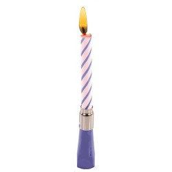 Colour Blue birthday candle with musical holder