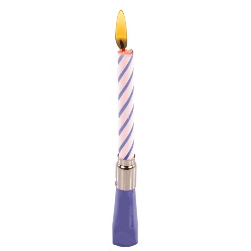 Colour Blue birthday candle with musical holder