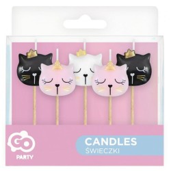 Animals Eyelash Cat Cake Candle Set, 5 Pieces