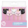 Animals Eyelash Cat Cake Candle Set, 5 Pieces