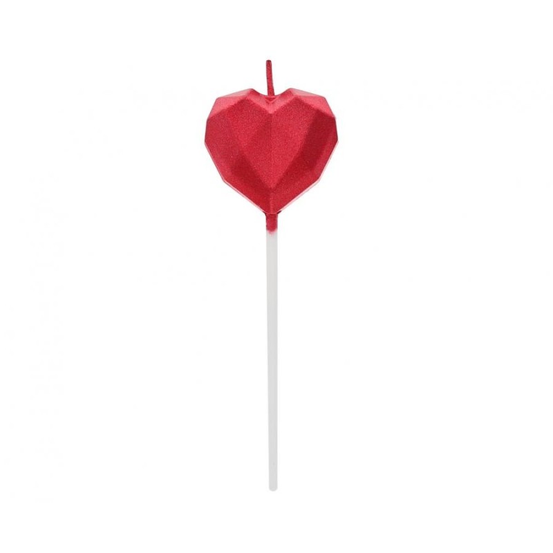 Love Diamond Heart Red, Heart Cake Candle