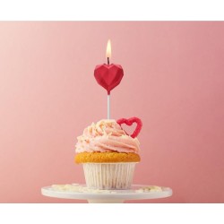 Love Diamond Heart Red, Heart Cake Candle