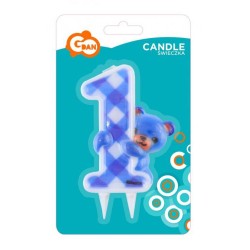 Number Blue Teddy First birthday cake candle