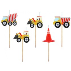 Vehicle Building Blocks Construction birthday candle set, set of 5