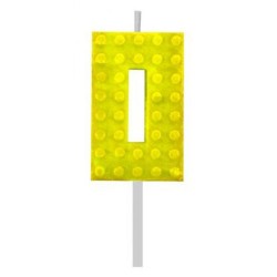 Blocks Yellow Blocks Building Block Number 0 Yellow Cake Candle, numerical candle