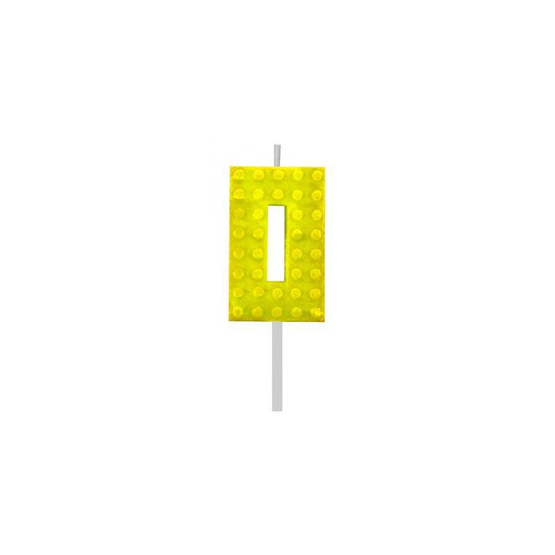 Blocks Yellow Blocks Building Block Number 0 Yellow Cake Candle, numerical candle