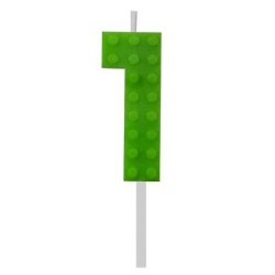 Blocks Green Blocks Building Block Number 1 Green Birthday Candle, numeral candle