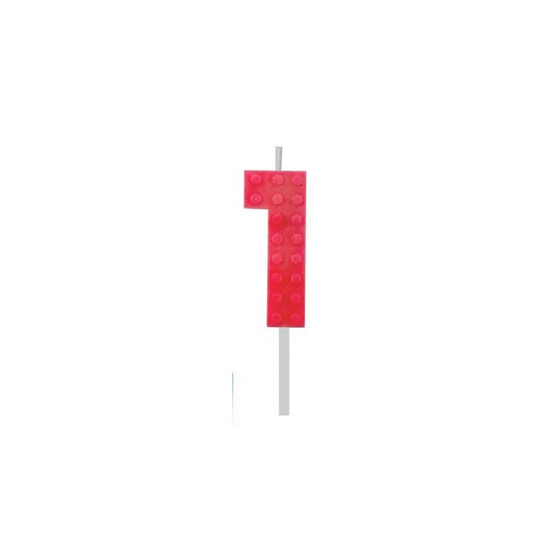 Bougie numéro 1 en blocs de construction rouges Bl√∂cke Red Blocks, bougie d'anniversaire