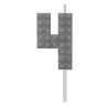 Blocks Grey Blocks Building block number candle 4 Grey, birthday candle