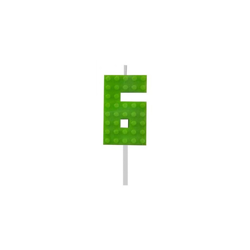 Blocks Green Blocks Building block candle number 6 Green, number candle