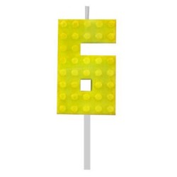 Blocks Yellow Blocks Building Block 6 Yellow Cake Candle, Number Candle