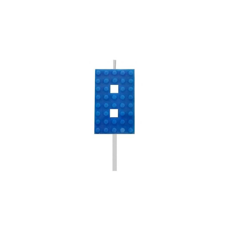 Blocks Blue Blocks Building Block 8 Blue Birthday Candle, Number Candle