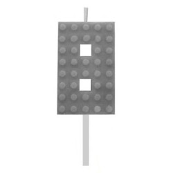 Blocks Grey Blocks Building Block Number 8 Grey Cake Candle, Numeric Candle