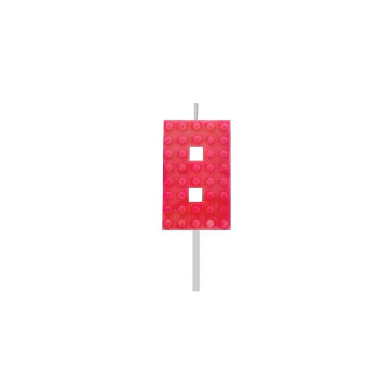 Blocks Red Blocks Building Block Number Candle 8 Red, Birthday Candle