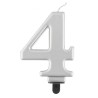 Number Metallic Silver number 4 candle, birthday candle