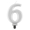 Number Metallic Silver number 6 birthday candle