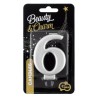 Number Metallic Silver number 6 birthday candle