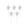 Star Metallic Silver Silver Birthday Candle Set of 5 pcs